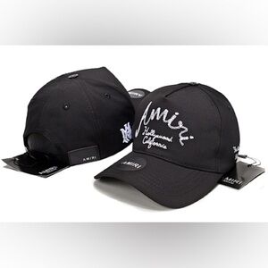 AMIRI Black Hat with White Embroidery